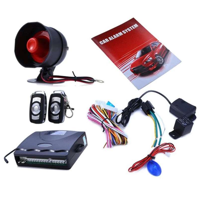 Universal 12V Car Alarm System One Way Vehicle Burglar Alarm Security Protection System with 2