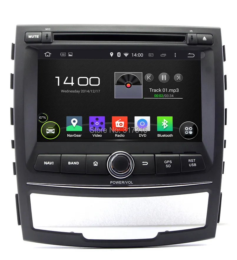 Top Android 5.1 Car DVD Player for Ssangyong Korando 2010 2011 2012 2013 with GPS Navigation Radio BT USB DVR WIFI Stereo Audio 0