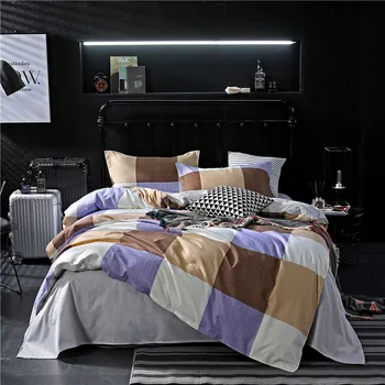 

Plaid 3/4pcs Bedding Sets boys Bed Cover Set fashion Duvet Cover Adult Bed Sheets Pillowcases queen Comforter cover bedclothes
