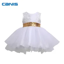 Детская одежда для маленьких девочек кружевное платье с бантом и цветочным принтом с вырезом на платье, украшенное блестками и бантом из Праздничное платье принцессы для свадьбы