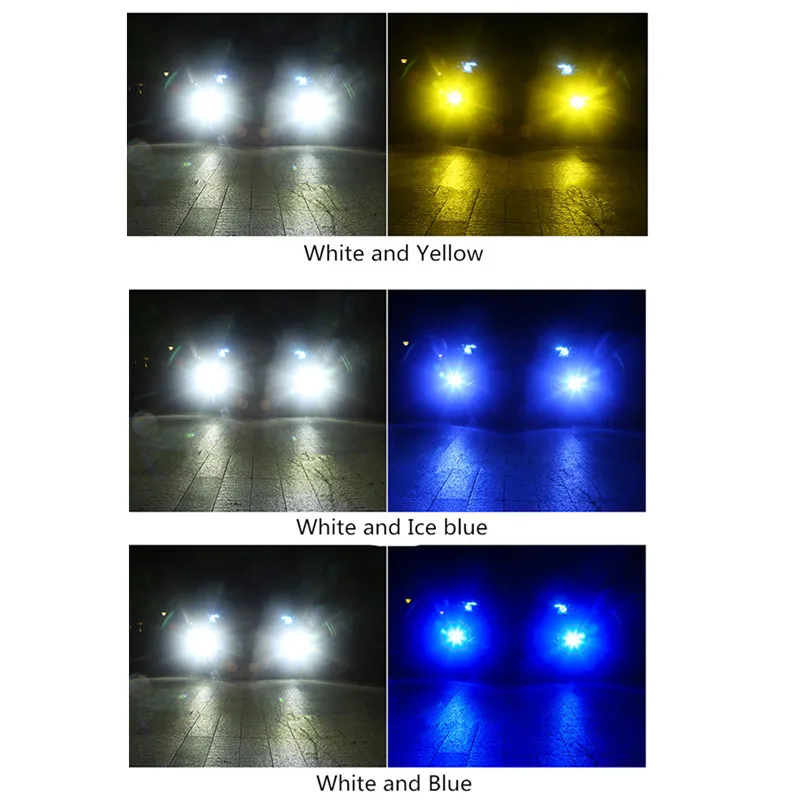 2 шт. H11 H8 Автомобильный светодиодный противотуманный светильник s дальнего света HB3 HB4 9005 9006 H27 880 881 лампочка светильник белый желтый синий голубой двойной цвет