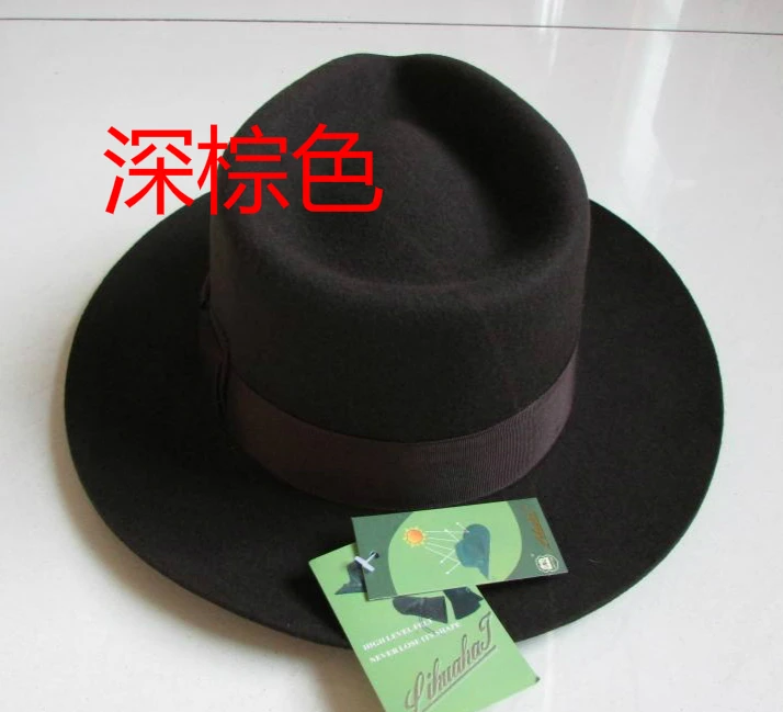 Леди шерстяная шляпа-котелок Шляпа Fedora Войлок Billycock шапки зимняя мода котелок шляпа шерсть шляпы Федора и трибли перо шляпа B-8130