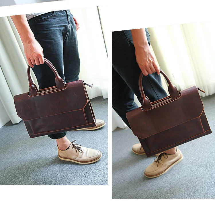 

New briefcase women or men computer bag file package female leather shoulder messenger bag 14 inch laptop briefcas BA03