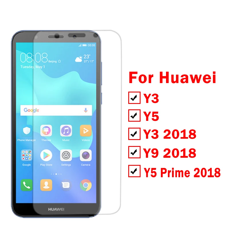 2 шт. Защитное стекло для huawei y3 2018 huawie y9 y5 prime закаленное безопасности huavei y 3 5 9