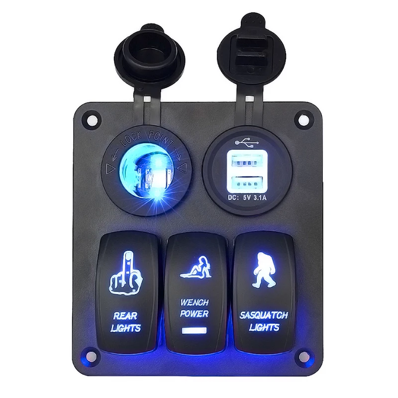 12 V/24 V 3 панель блока переключателей цепи переключатель с голубыми светодиодами