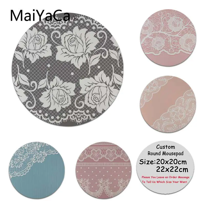 

MaiYaCa Vintage Lace Dentelle Luxury Print Unique Desktop Pad Game Mousepad Custom Design Gaming Computer Round Mouse pads