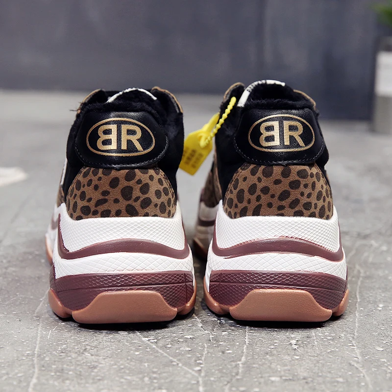 Léopard Plate Dentelle Chaudes black forme Aphixta Daim Haute Lady Cheville Khaki En brown Bottes Femmes Mode up Sneakers Hiver Chaussures Qualité qaYadf