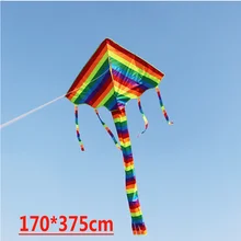 Лидер продаж 3,7 м Радуга дельта кайт 10 шт./партия ребенок недорогой воздушный змей летающие игрушки nylon ripstop кайт с ручкой вэй кайт