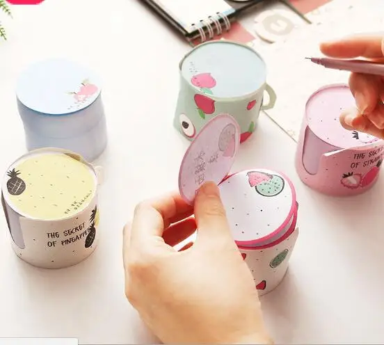

300pcs/set Fruit Pattern Cup Shape Memo Pad Kawaii Stationery Planner DIY Diary Stickers School Office Message Writing