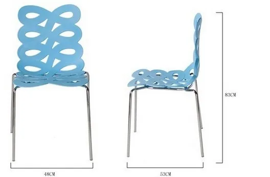 The fashion and art dining chair, hollow chairs, plastic+ metal, metal furniture,modern dining room chairs