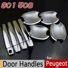 Para Peugeot 301 508 2011-2017 508SW Styling Cromo Manija de La Puerta Y Tazón Coche Cubre los Accesorios Del Coche Del Coche Pegatinas Car Styling