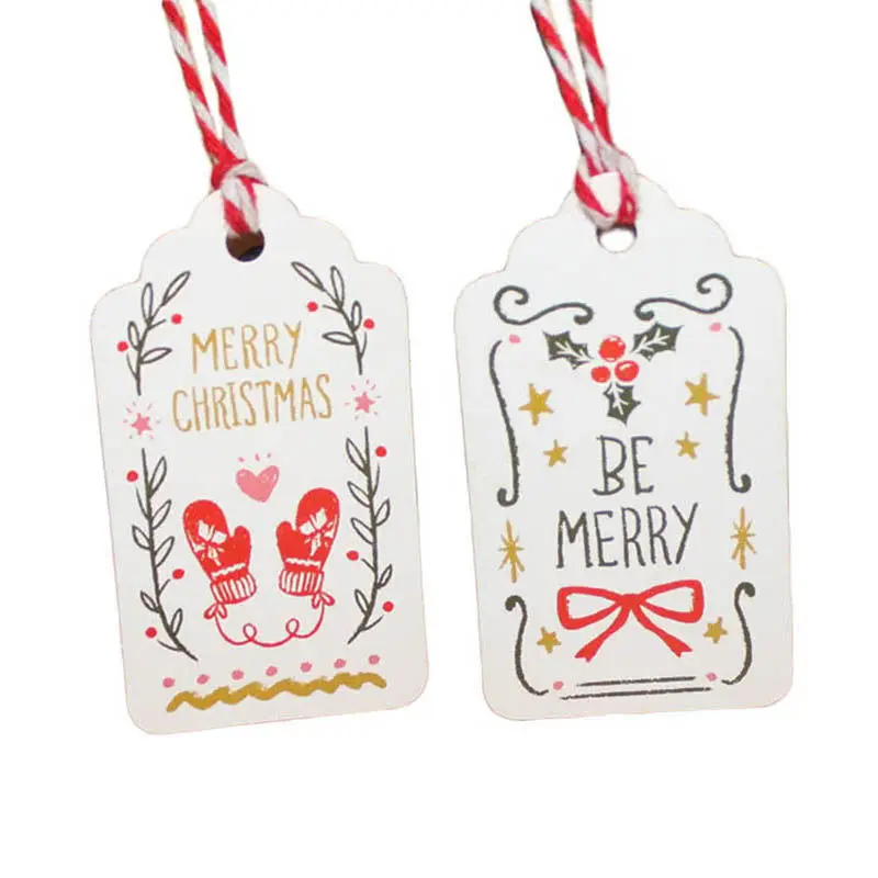 

50pcs/lot Merry Christmas DIY Unique Gift Tags JOY TO WORLD tag Small Card Optional String DIY Craft Label Party Decor