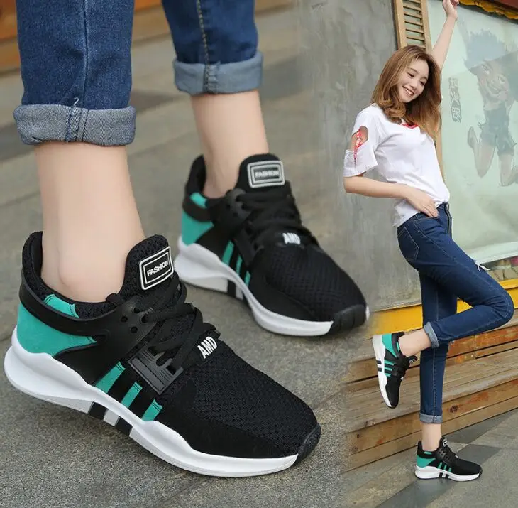 Цвет 2018 корейский Повседневное дышащие сетчатые Chaussure Femme Спорт Туфли без