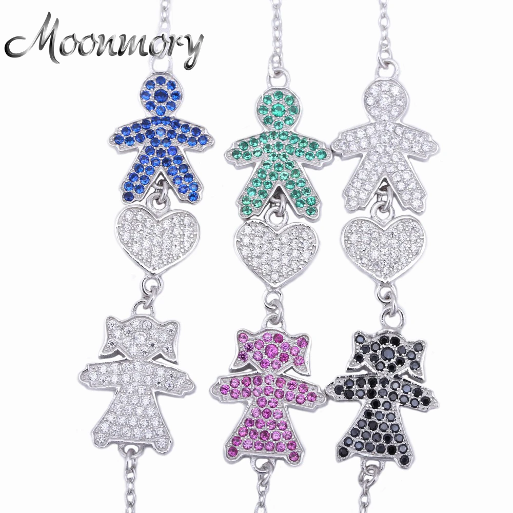 Moonmory Russia 925 Sterling Silver Boy And Girl Bracelet For New Born Russian Baby Silver Boy And Girl Bracelet Jewelry Making the silver boy