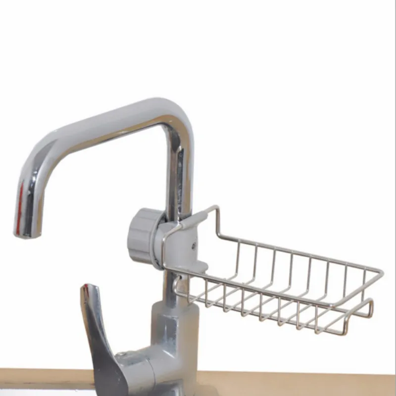 

Kitchen Faucet Sponge Holder Adjustbale Sink Caddy Organizer Soap Brush Dishwashing Liquid Drainer Storage Rack Stainless Steel