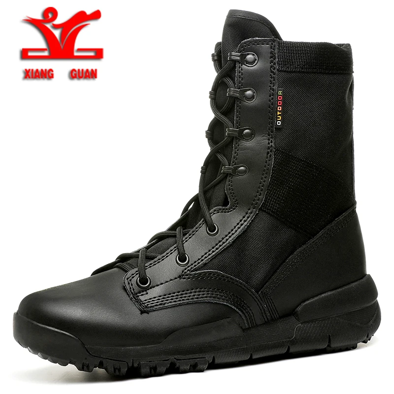 XIANGGUAN Military boots men Outdoor High top Hiking Shoes women Sports Tactical Boots Wear-Resistant Camping Sneakers men