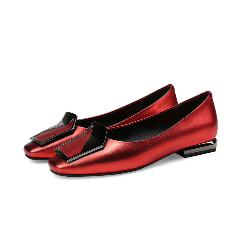 FEDONAS/Новинка года; модная женская обувь из натуральной кожи; Роскошная обувь на высоком тонком каблуке с квадратным носком; женские свадебные туфли-лодочки; большие размеры - Цвет: red