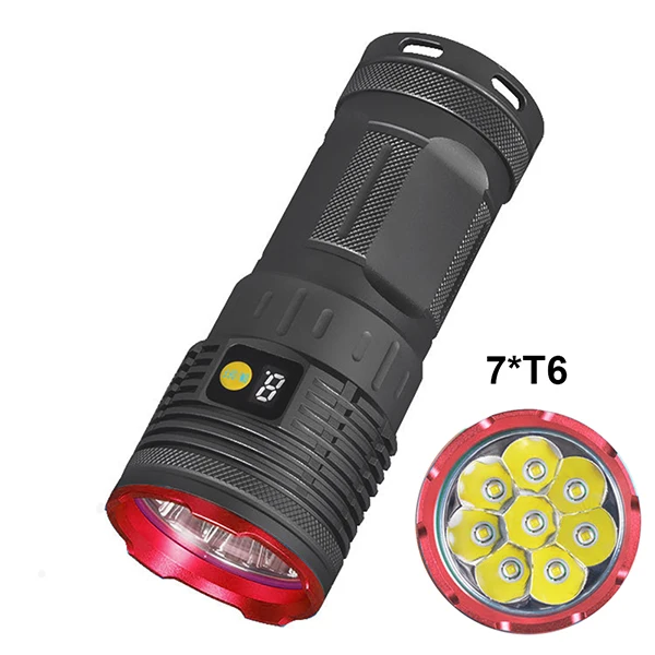 Светодиодный тактический фонарь 7* T6/12* T6 с подсветкой 15000 люменов может быть напрямую заряжен фонарь наружного освещения - Испускаемый цвет: 7T6