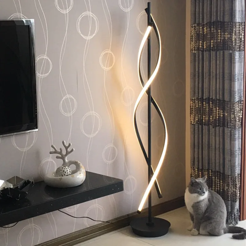

Minimalist floor lamp For Living room Bedroom spiral Lamp Bedroom Office Black White lampe de salon Led Standing Lamps Fixtures