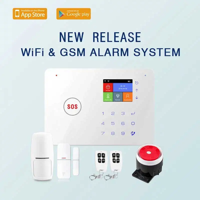 Беспроводной Умный дом Безопасность мобильный приложение Remote Управление Перезаряжаемые Батарея Аварийная сигнализация wifi gsm комплект