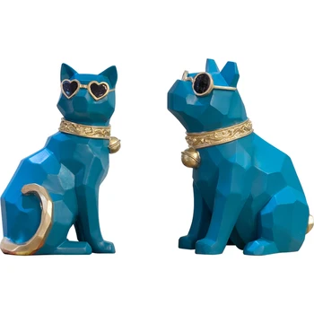 

Nordic abstract geometric pattern cat resin sculpture decoration sunglasses cool cat art craft statue