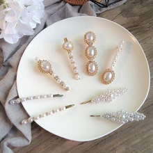 AOMU Корея Мода Imitiation жемчуг цветок заколки для волос для женщин Кристалл для девушки шпильки со стразами заколка для волос аксессуары для волос