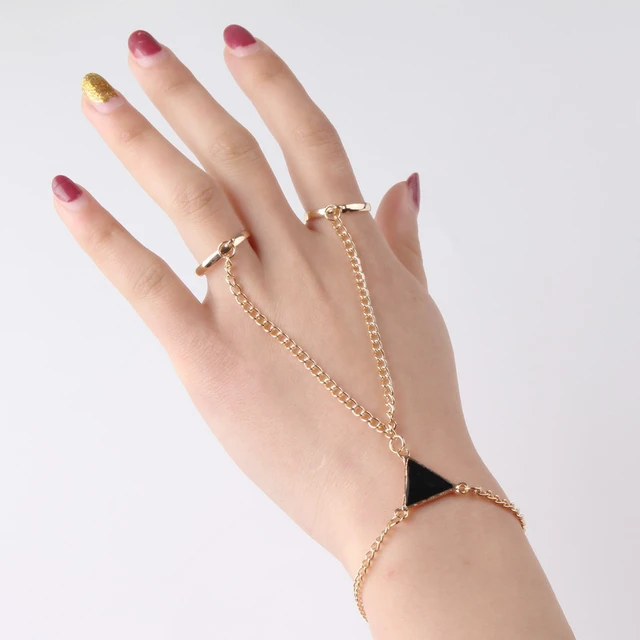 Amazon.com: Finger Ring Bracelet Gold hand chain ring bracelet for Women ring  bracelet hand jewelry for Girls (Style B): Clothing, Shoes & Jewelry