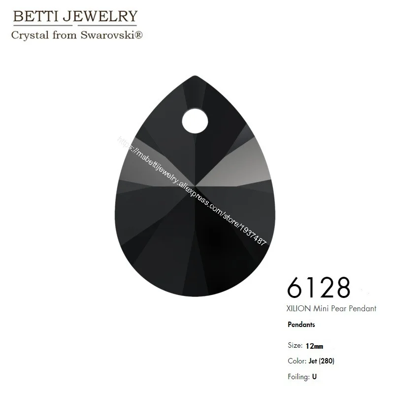 6128 12 Xilion mini Pear Pendant Jet-1