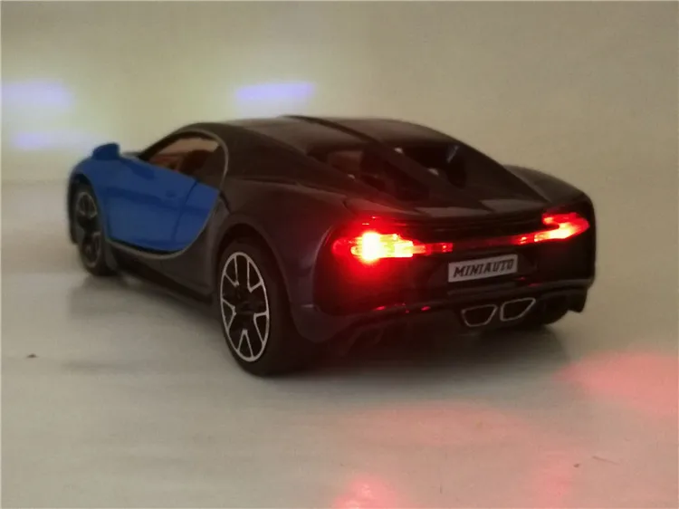 1:32 Масштаб Bugatti Chiron сплав автомобиля Diecasts игрушечные транспортные средства модель автомобиля Металлическая Модель автомобиля игрушки с вытягивающим черным звуком для детей Подарки