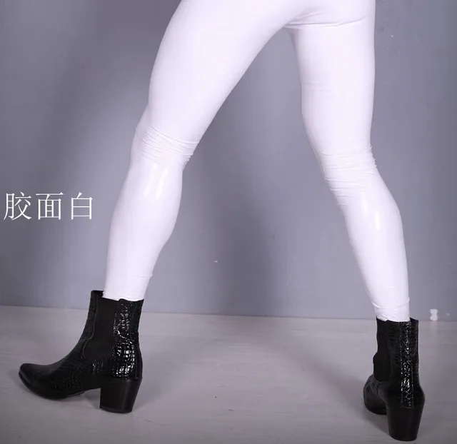 Для мужчин сексуальные брюки Slim Fit Брюки эластичный плотный Сияющий Стильный