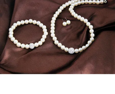 Women Jewelry Beaded Necklace Set Imitation Pearl Gold Simple Elegant Bridal Jewelry Kit Gift