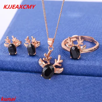 

KJJEAXCMY boutique jewels 925 pure silver inlaid with natural sapphire women ring pendant suit
