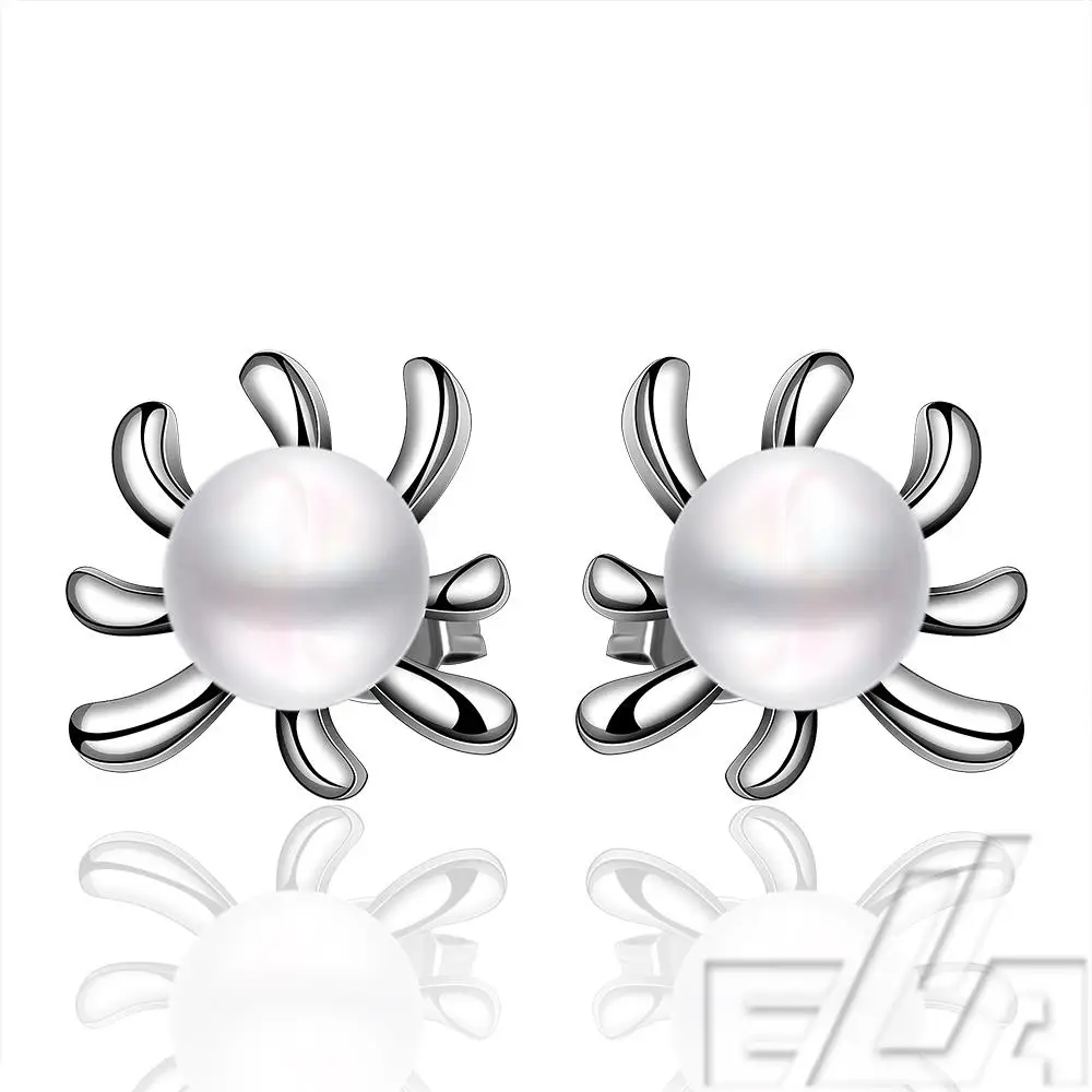 2014 New Fashion jewellery Platinum Plated artificial multi colored pearl earrings brincos femininos gift nice | Украшения и