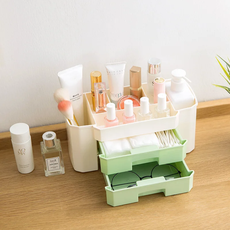 

Plastic Makeup Storage Box Cosmetic Organizer Drawer Storage Case Brush Holder Display Stand Make Up Organizer Accessories