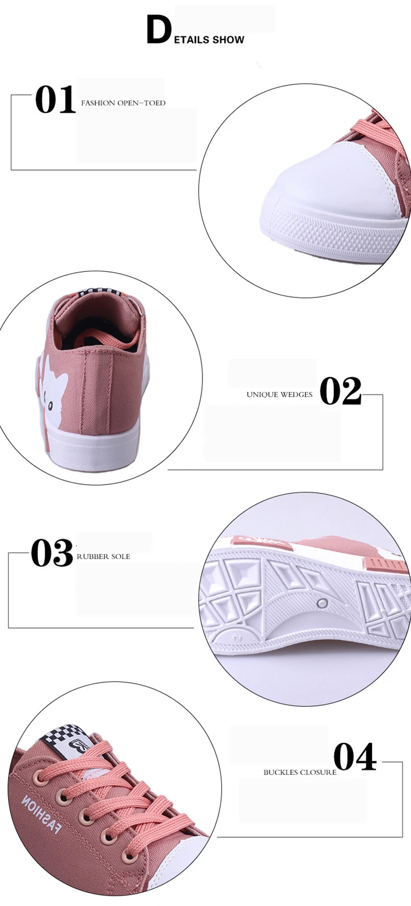 Women Flat Cartoon Canvas Shoes Lace Up Student Board Shoes (2)