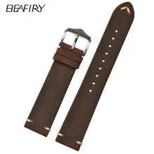 BEAFIRY, хит, коричневый, винтажный, Crazy Horse, натуральная кожа, 18 мм, 20 мм, 22 мм, ремешок для часов, телячья кожа, ремешок для часов, для мужчин, женщин, ремень