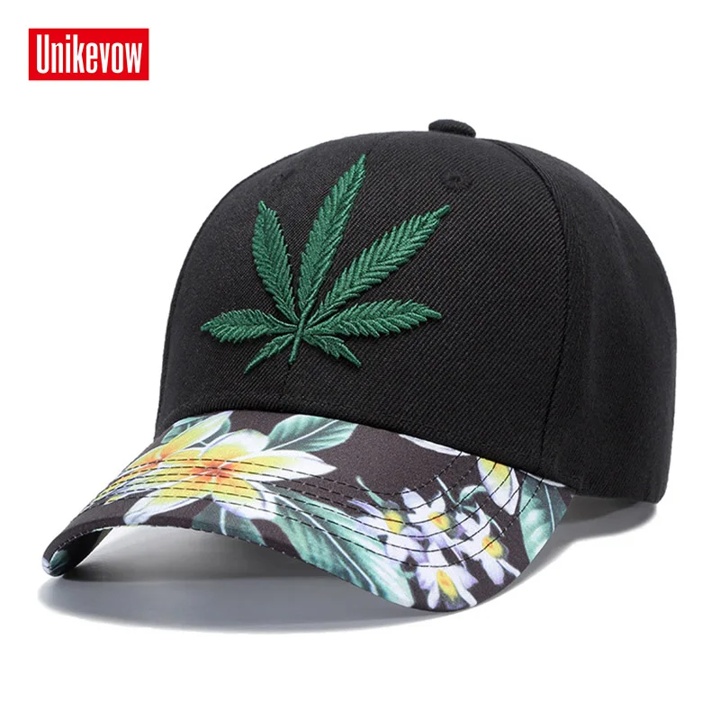 

UNIKEVOW 3D Embroidery Baseball Cap Leisure Summer Sport Cap For Men And Women Leaf Hats