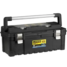 Ящик для инструмента STAYER 38003-26(Металлические замки, съемный органайзер в крышке ящика, съемная внутренняя полка,изменение размеров отделений, надежная алюминиевая рукоятка