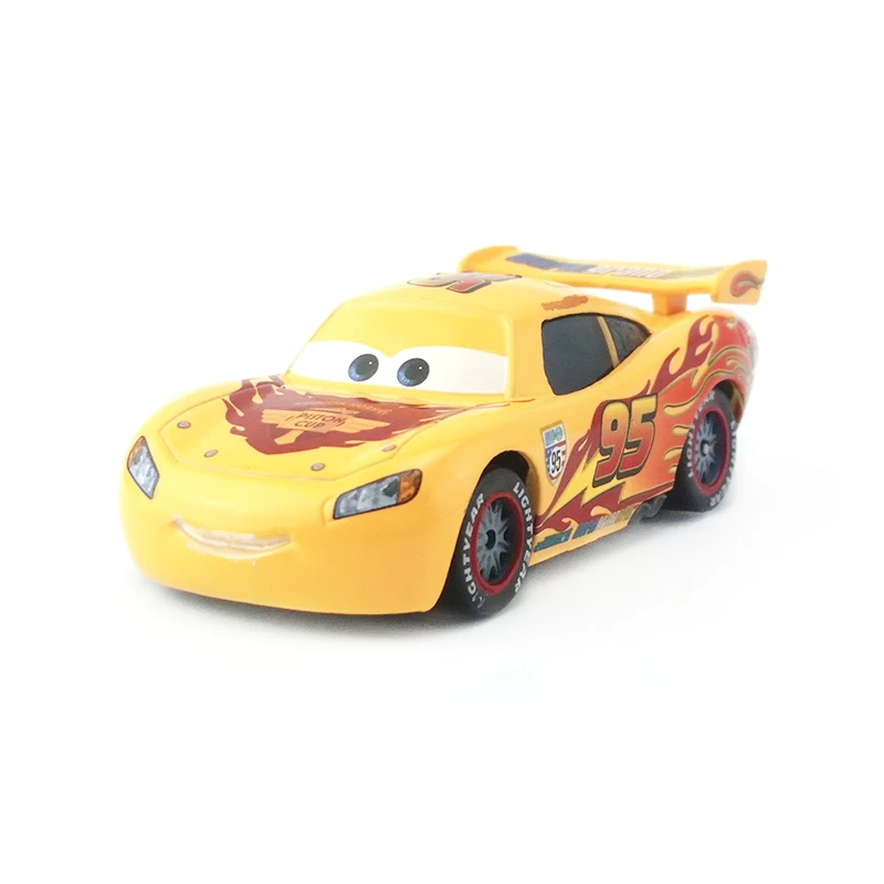 Disney Pixar Cars Gold Dinoco синий черный полицейский Молния Маккуин литой игрушечный автомобиль для детей 1:55 Свободный бренд и - Цвет: Yellow McQueen