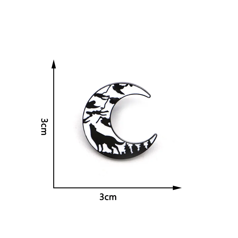 Искусство Луна броши в виде волка речная горная звезда эмали штырь для детей штырь отворотом шляпа булавки "Сумка" джинсовая куртка Для женщин брошь значок на SC4750