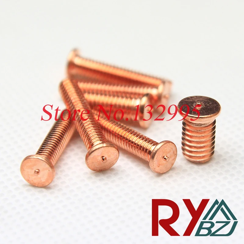100pcs/lot M3 M4 M5 M6 Carbon steel copper plated welding ...