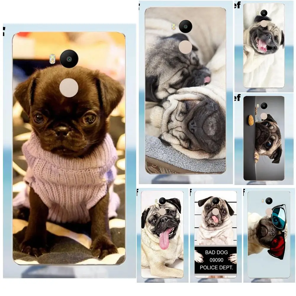 Suef Pug Dog Fashion Animale для Xiaomi Redmi 4 3 3S Pro Mi3 Mi4 Mi4i Mi4C Mi5 Mi5S Mi Max Note 2 мягкие ТПУ чехлы накладки
