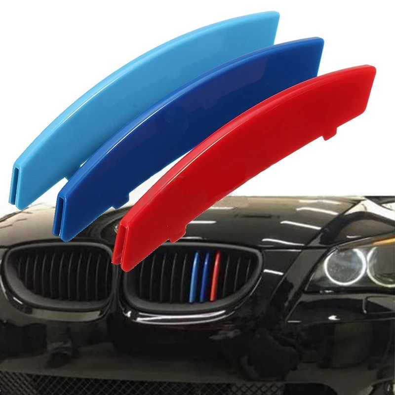 3D автомобильный Стайлинг Передняя решетка гриль отделка полосы крышка ABS Цвет Красный Синий для BMW 5 серии E60 2004-2010
