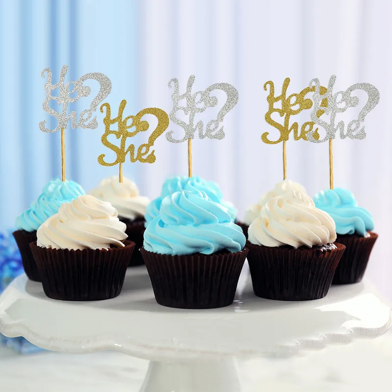 5 PCS He or She Gender Cake Decorating Supplies Girl or Boy Baby Shower Birthday 5 PCS He or She Gender Cake Decorating Supplies Girl or Boy Baby Shower Birthday