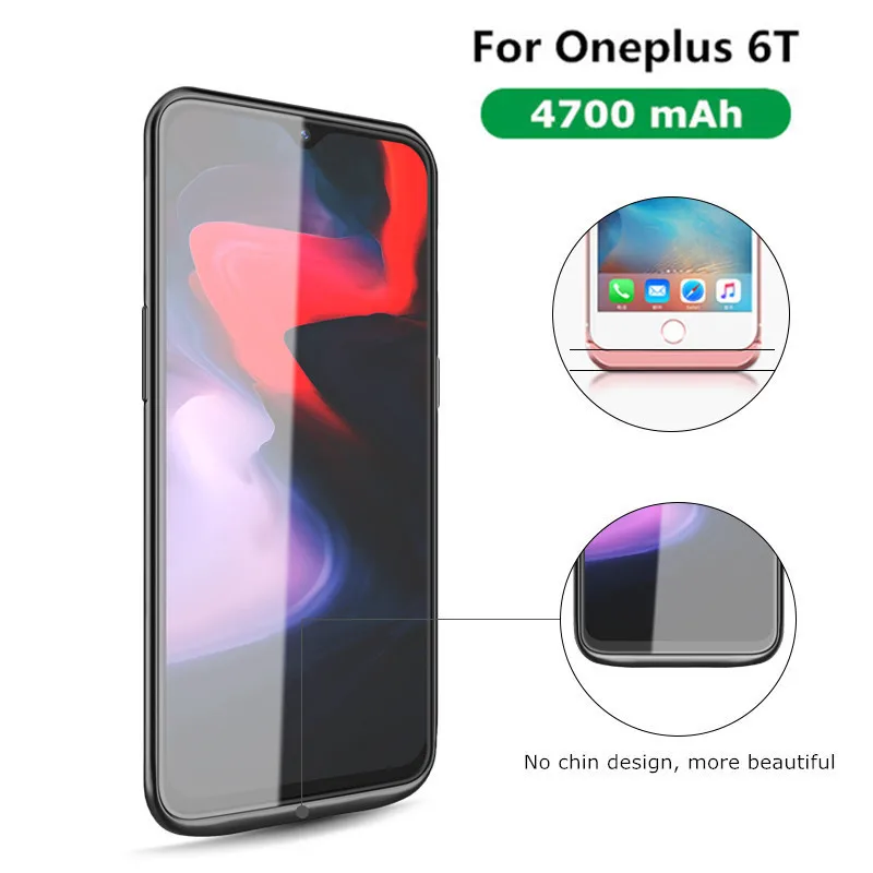 

Ultra-thin Mobile Power Bank Charging Cover 4700mAh Back-Clip Battery Case Charger Housing for One Plus 6T Battery Case for Onep