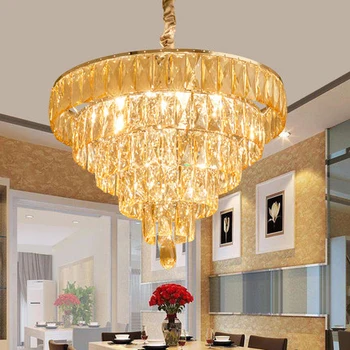

K9 Crystal Chandeliers American Modern Crystal Chandelier Lights Fixture Home Indoor Lighting Hall Bed Dining Room Hanging Lamps