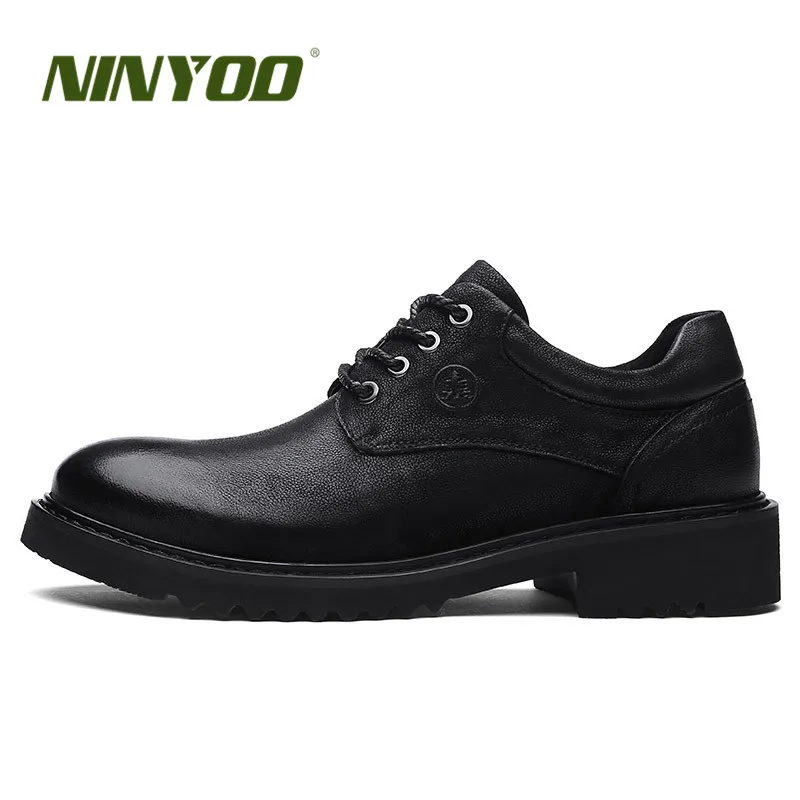 NINYOO/Осенняя мужская обувь в деловом стиле обувь из натуральной кожи размеры 46, 47, износостойкая обувь на платформе мужская деловая обувь черного цвета Большие размеры 48, 49, 50