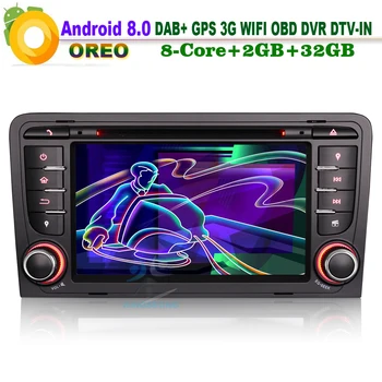

7" Android 8.0 CD Autoradio Car Multimedia Player WiFi GPS Radio RDS BT DVD Sat Navi fOR AUDI A3 S3 RS3 RNSE-PU DAB+ 3G OBD DTV