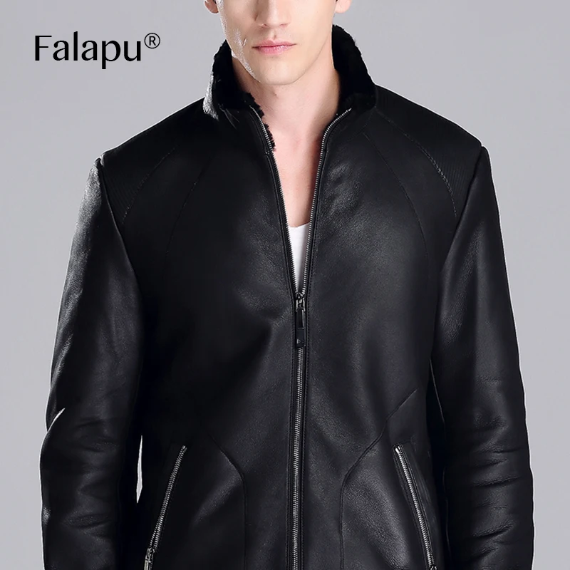 FALAPU новинка зимняя натуральная кожаная куртка мужская дубленка 71075|jackets double|jacket