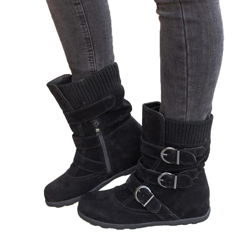 

Women Ankle Boots Winter Scrub Buckle Warm Fur Shoes Woman Booties 2018 Woman Snow Boots Fashion Luxury Shoes Women Designers